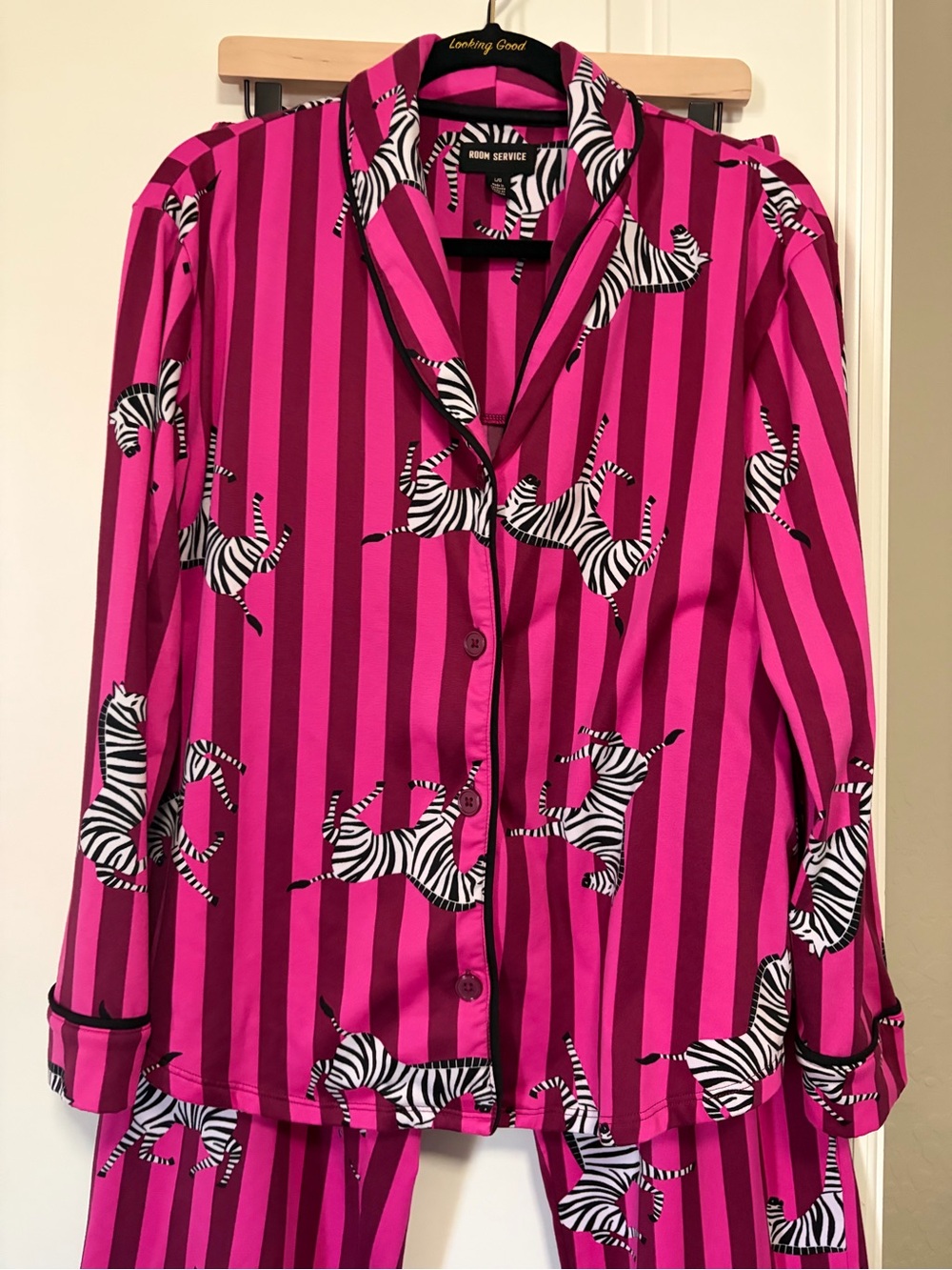 🦓🎀Cute & Cozy Zebra Print Hot Pink Stripes L/S Pants Pajama Set🎀🦓 - Picture 3 of 13